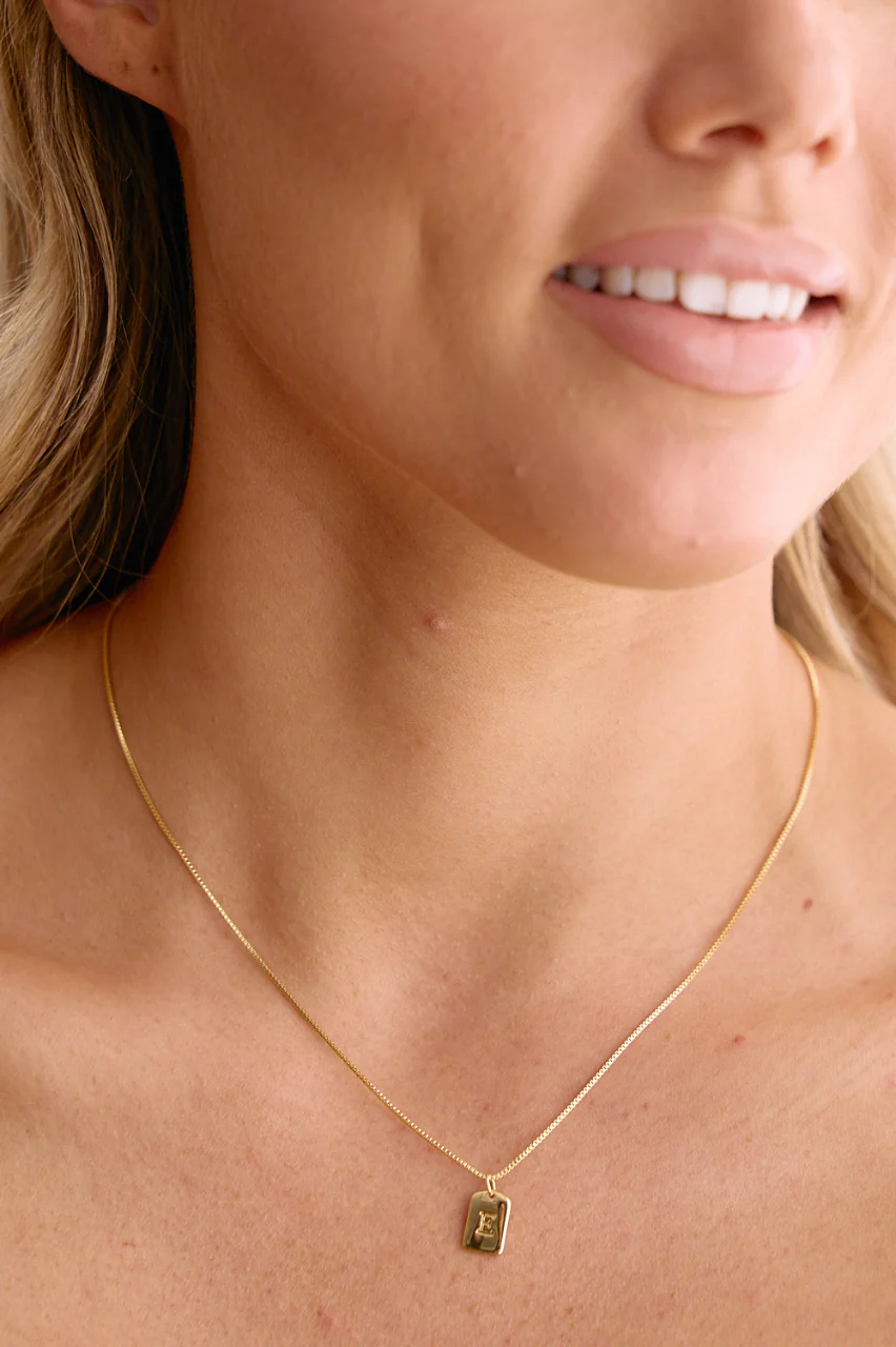 Initial Tag Charm Necklace - Gold - Image 6