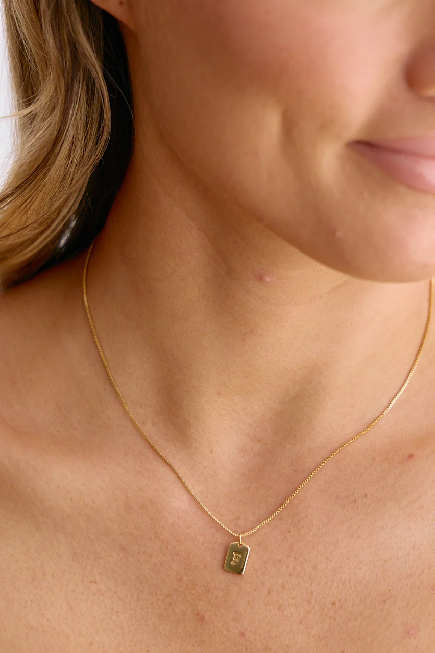 Initial Tag Charm Necklace - Gold - Image 7