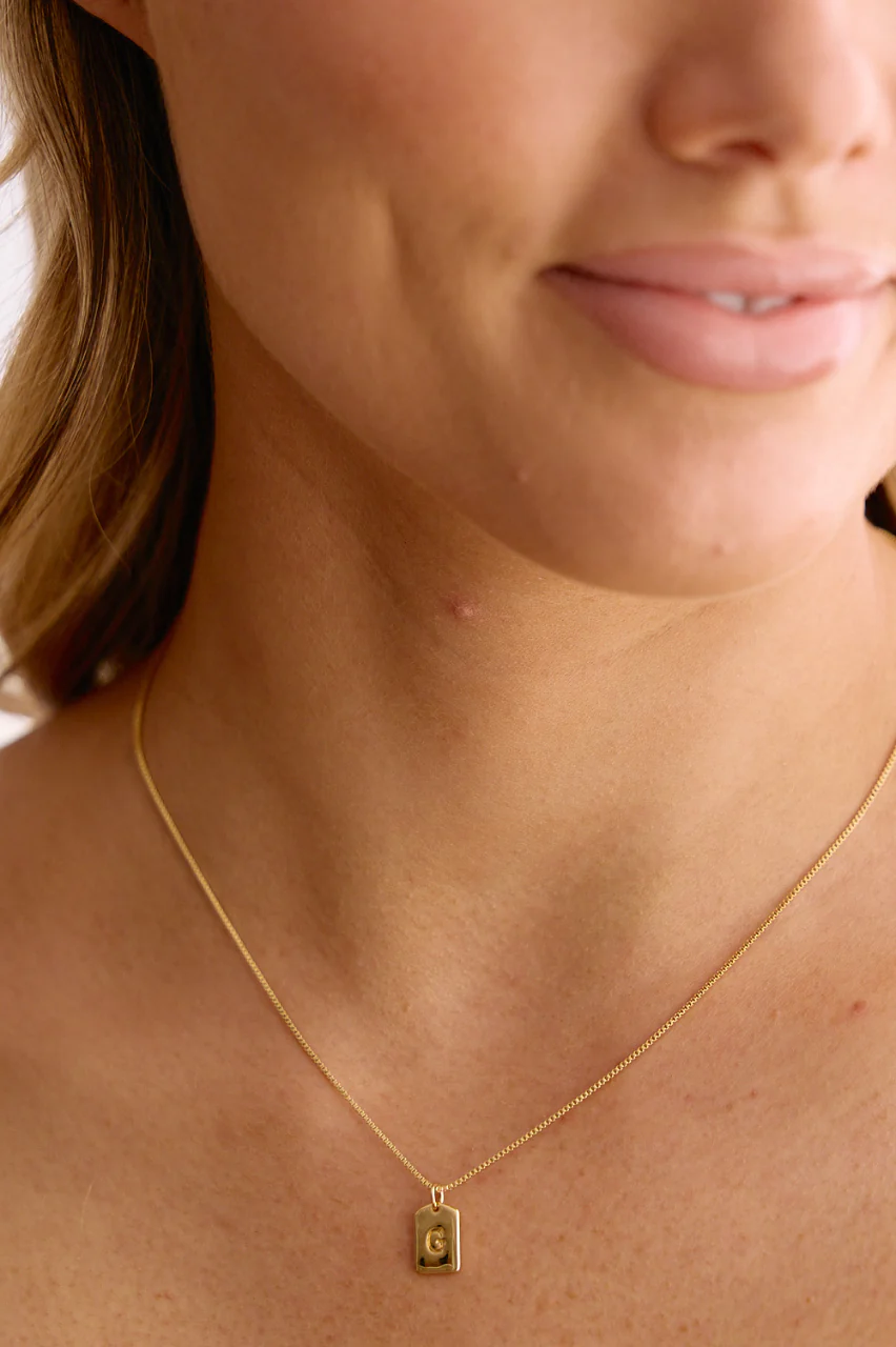 Initial Tag Charm Necklace - Gold - Image 8