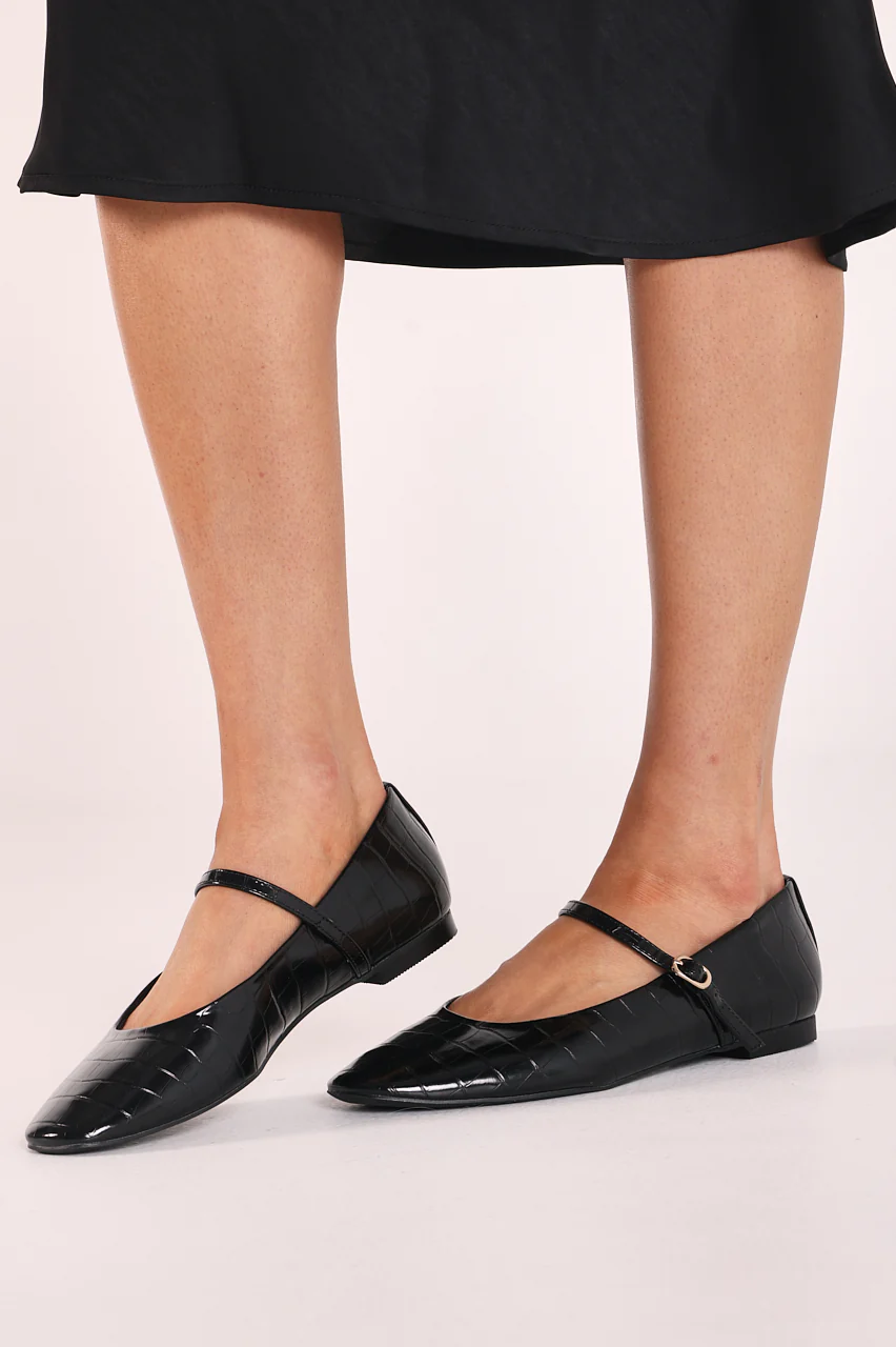 Ivyani Flat - Black Croc - Image 4