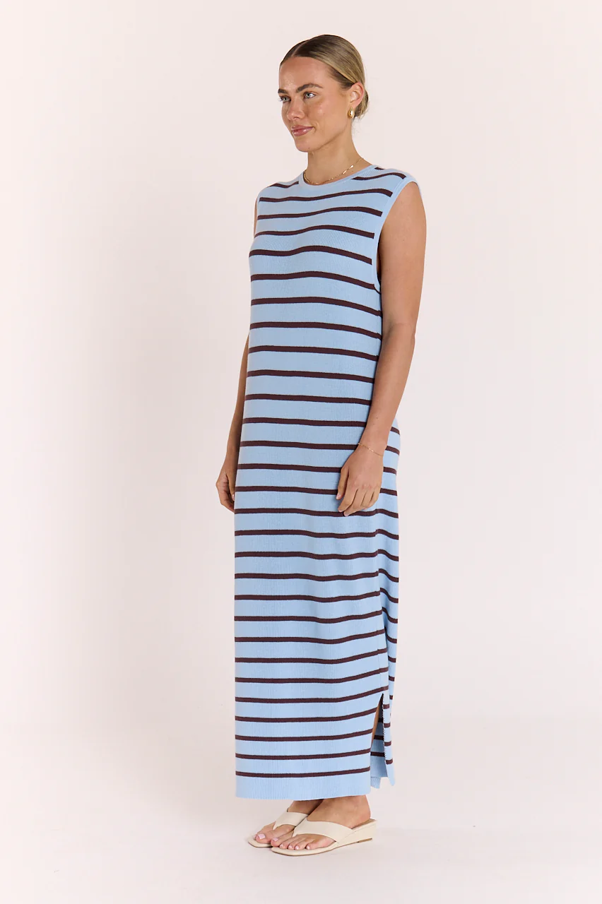 Jasper Knitted Dress - Blue Chocolate Stripe - Image 7