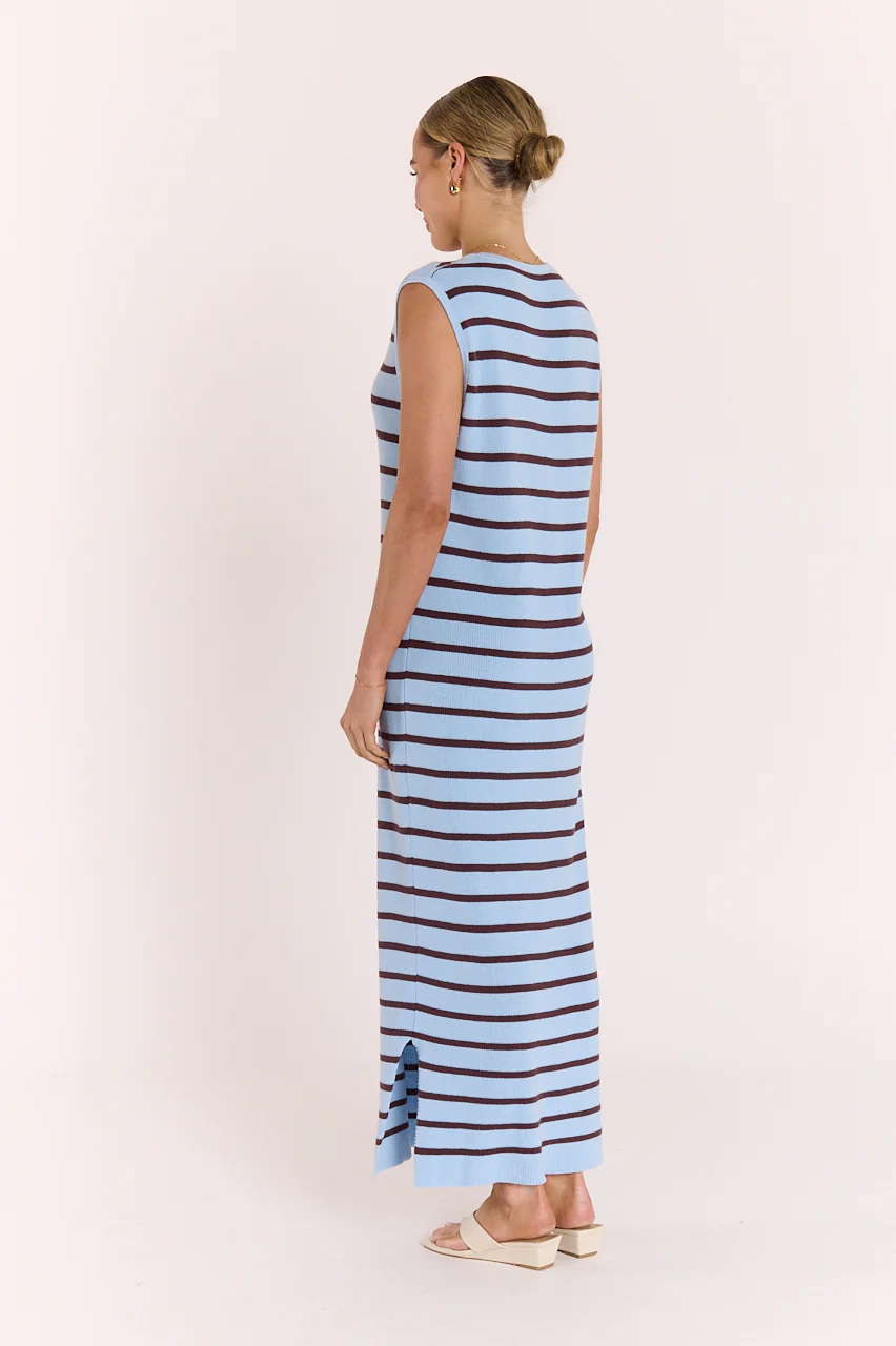 Jasper Knitted Dress - Blue Chocolate Stripe - Image 8