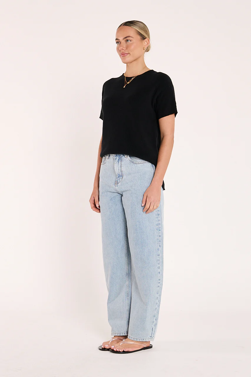 Jasper Knitted Tee - Black - Image 3