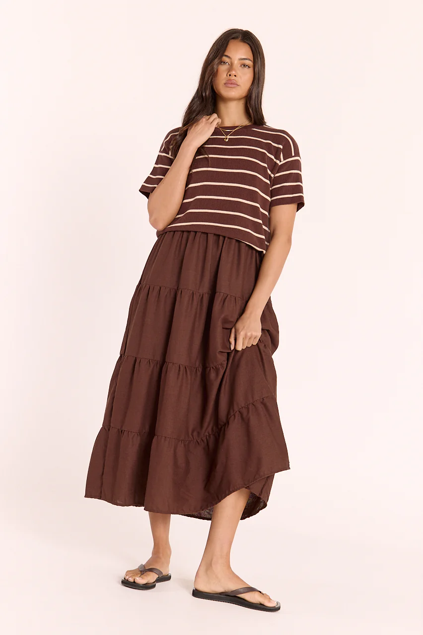Jasper Knitted Tee - Chocolate Oat Stripe - Image 3