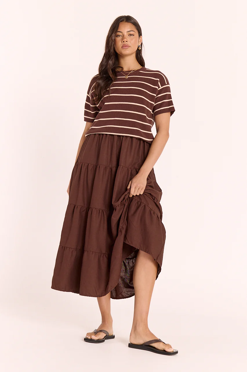 Jasper Knitted Tee - Chocolate Oat Stripe - Image 6