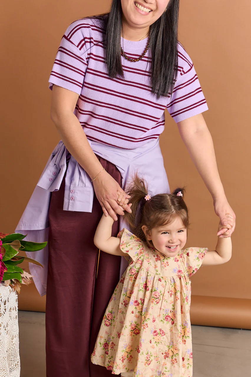 Jasper Knitted Tee - Lilac Wine Stripe - Image 6
