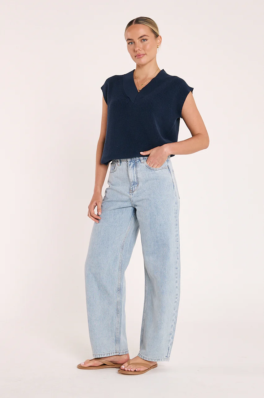 Jasper Knitted Vest - Navy - Image 3