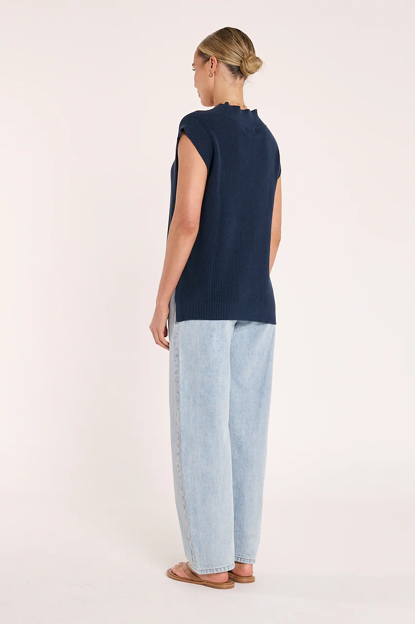 Jasper Knitted Vest - Navy - Image 4