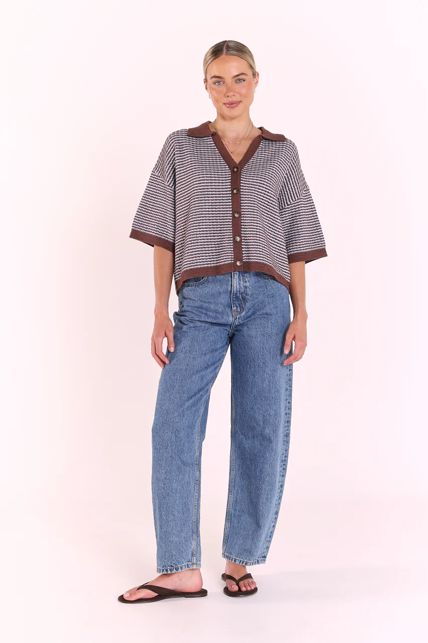 Jordan Top – Chocolate Blue Stripe - Image 3