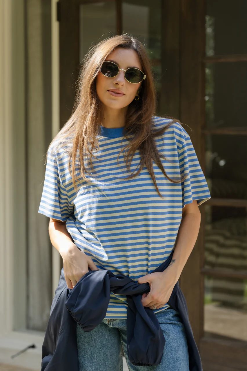 Jules Tee - Blue Cream Stripe