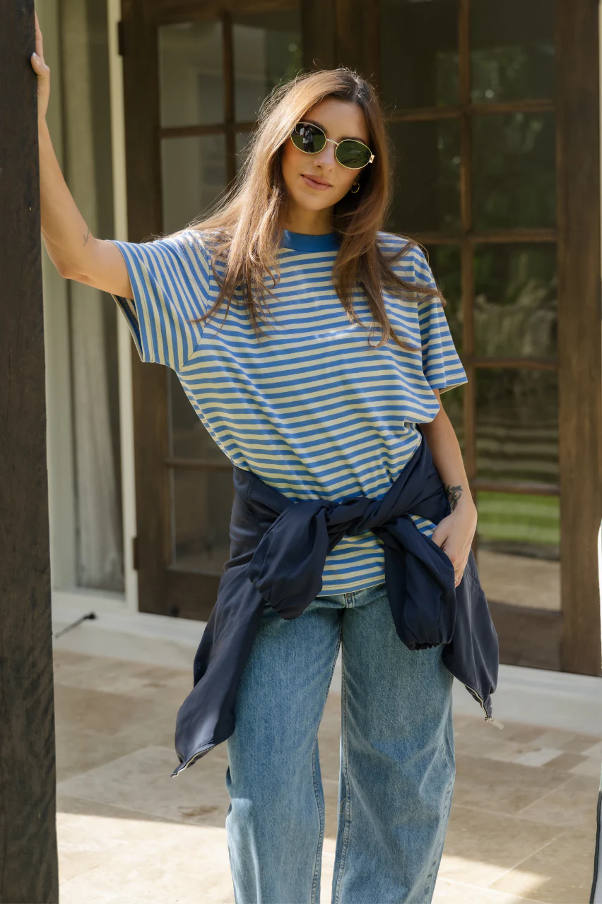 Jules Tee - Blue Cream Stripe - Image 4