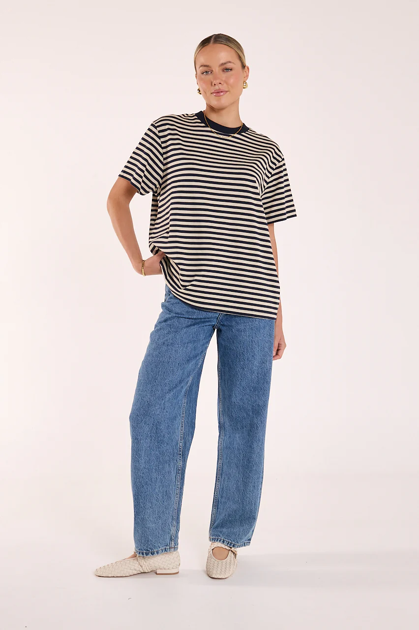 Jules Tee - Navy Cream Stripe - Image 3