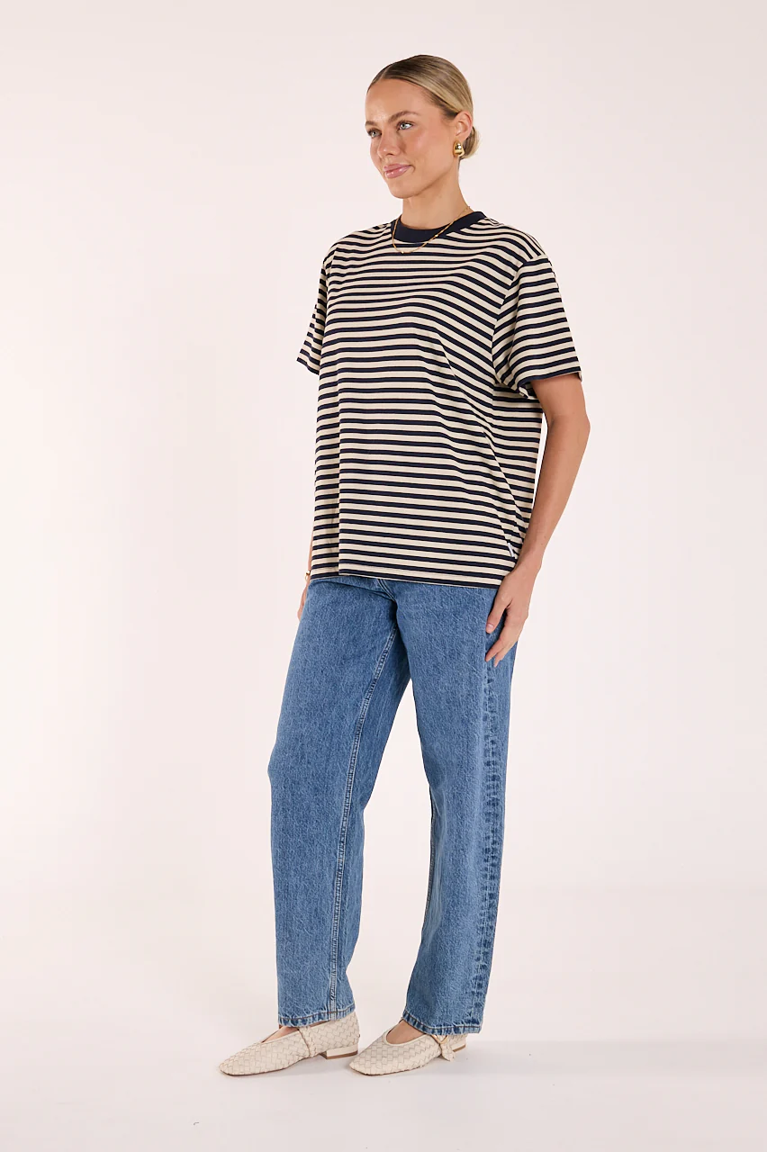 Jules Tee - Navy Cream Stripe - Image 5