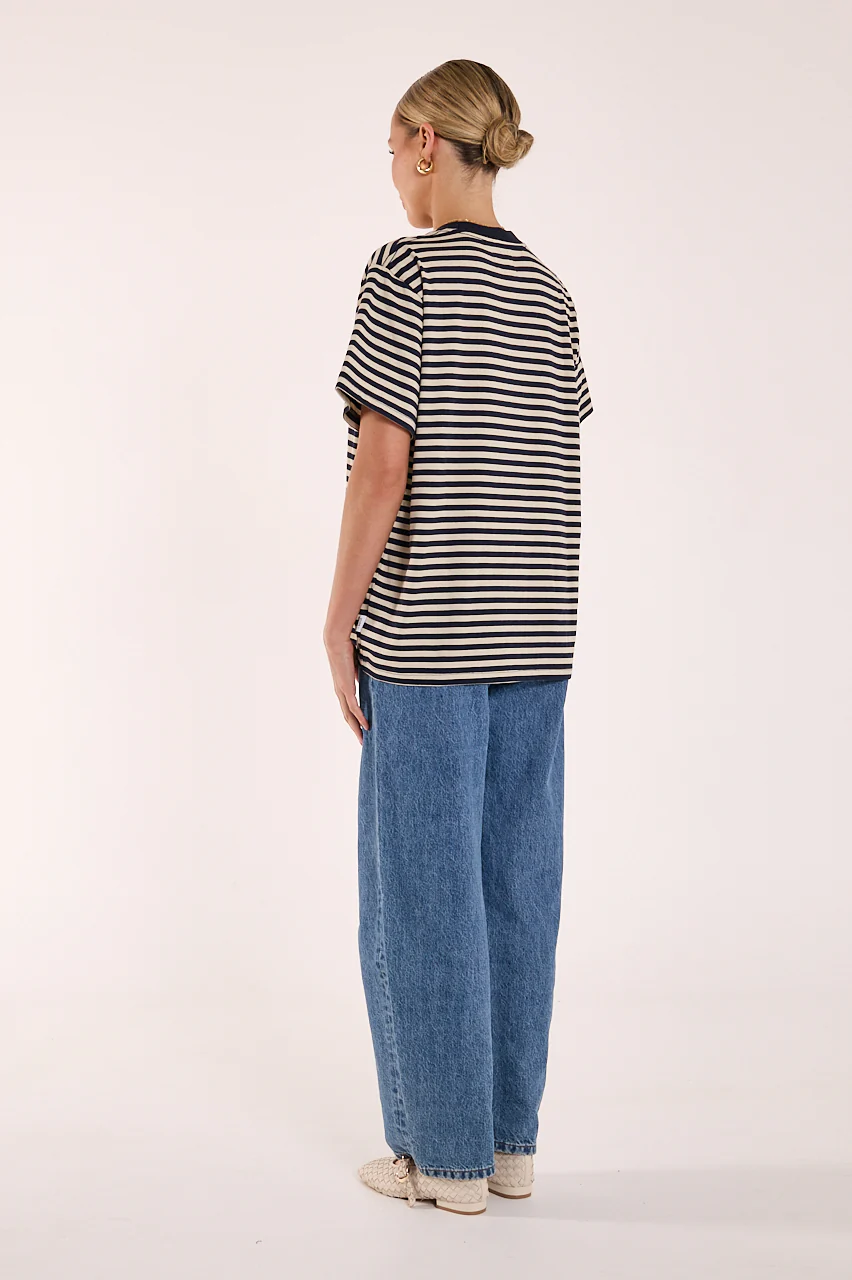 Jules Tee - Navy Cream Stripe - Image 6