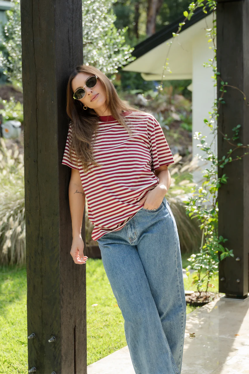 Jules Tee - Wine Stripe - Image 2