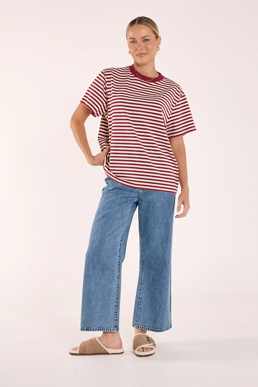Jules Tee - Wine Stripe - Image 3