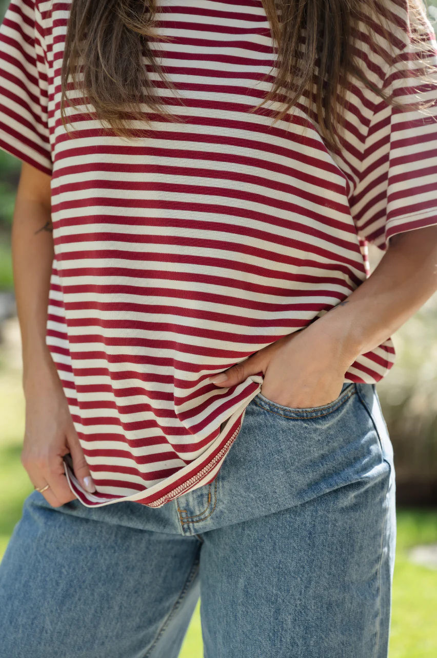 Jules Tee - Wine Stripe - Image 4
