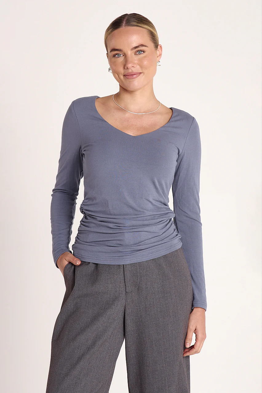 Julia Long Sleeve Top - Slate - Image 2