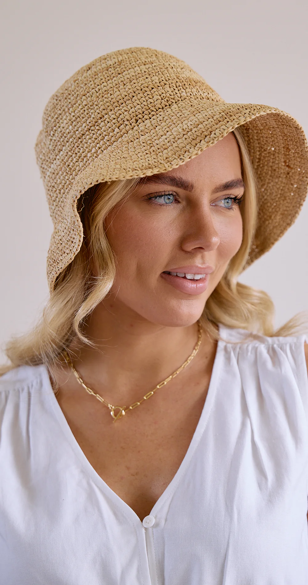Kai Bucket Hat - Natural Raffia - Image 3