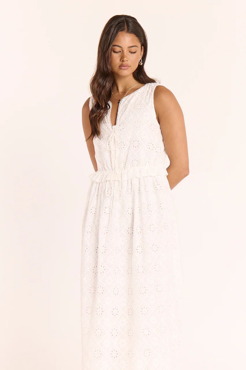 Katie Broderie Dress - White - Image 3