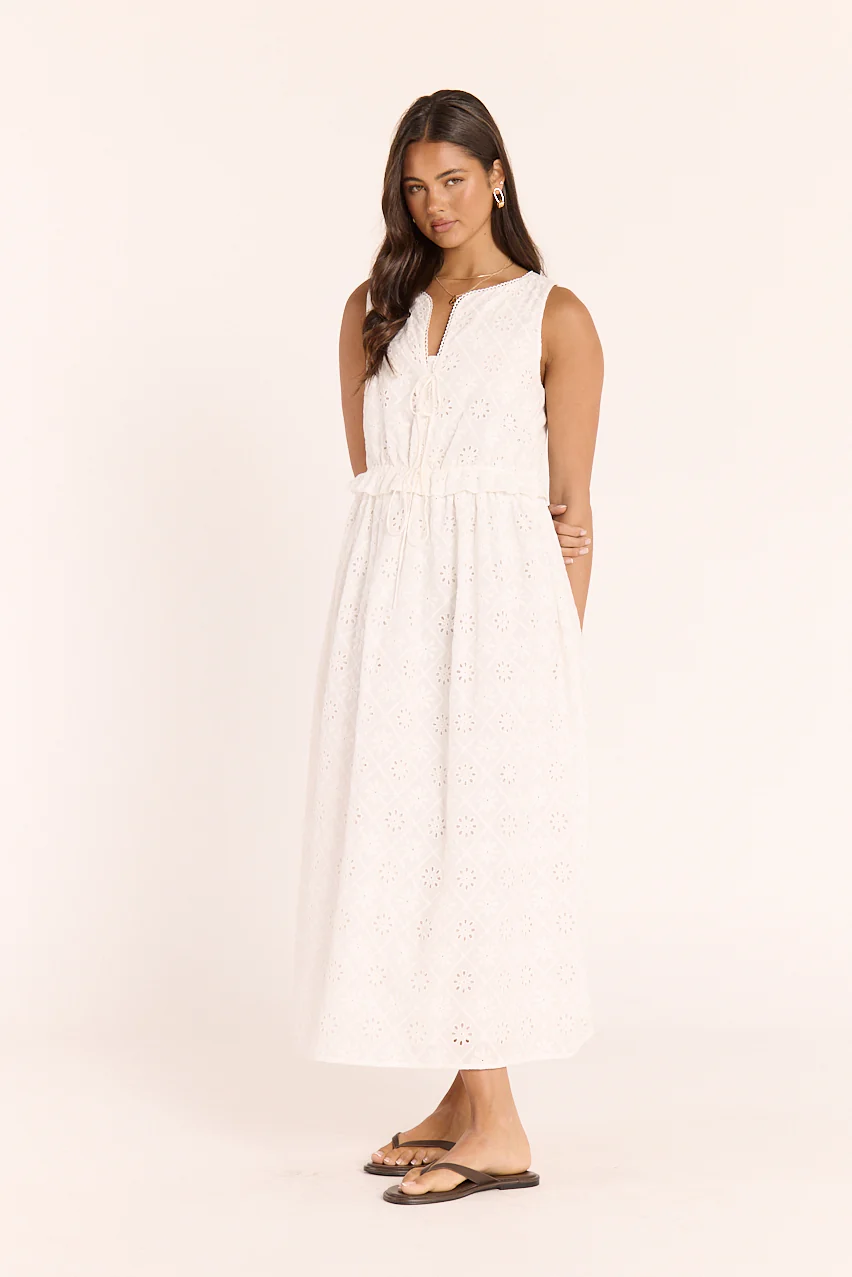 Katie Broderie Dress - White - Image 5