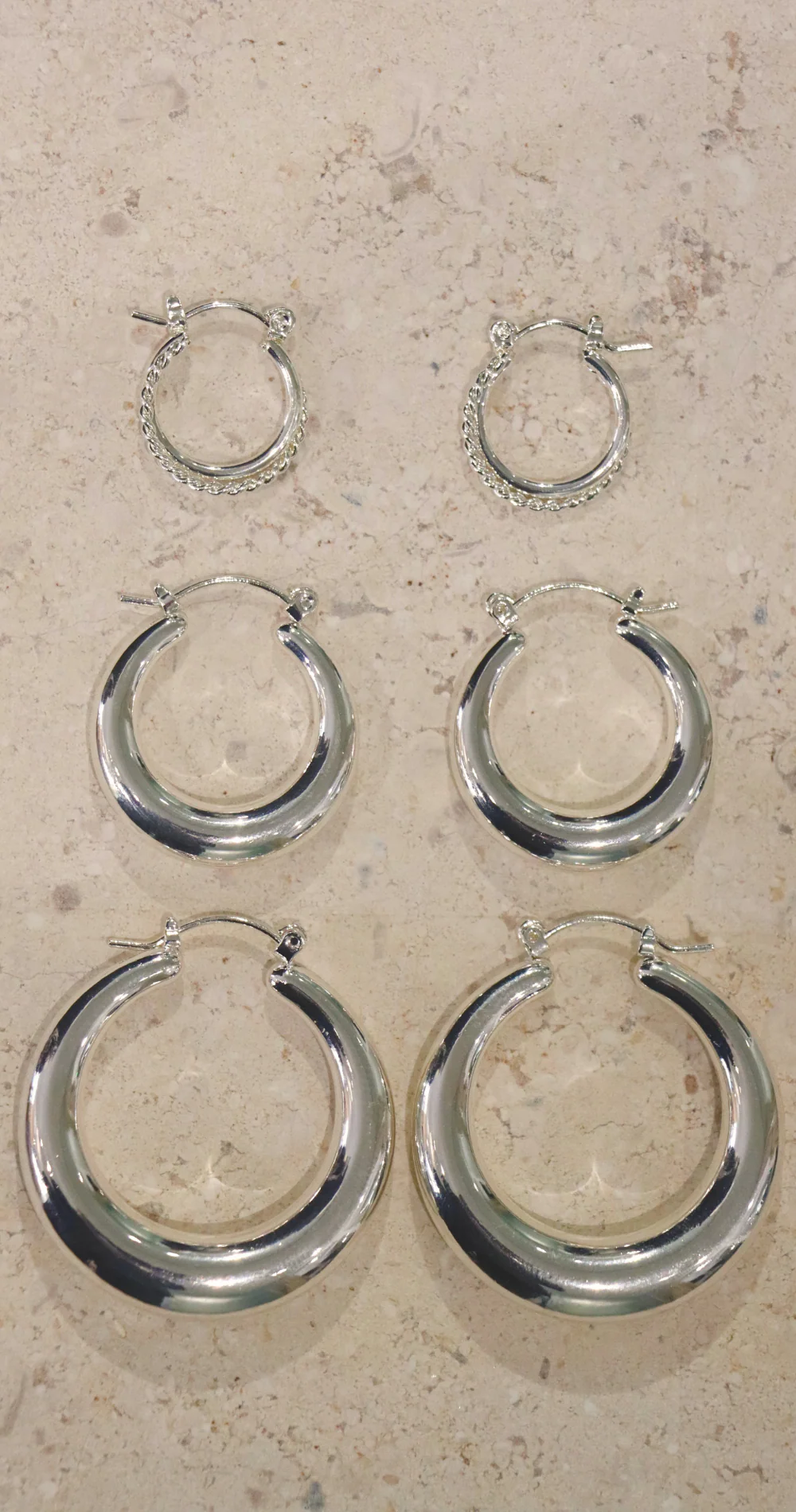 Layla Hoop Earrings 3 Pack - Silver - Image 2