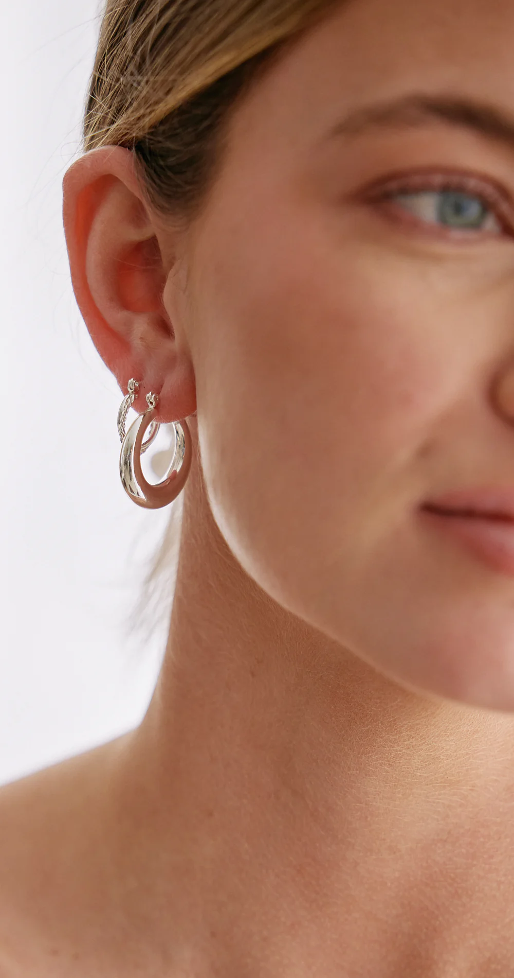 Layla Hoop Earrings 3 Pack - Silver - Image 5