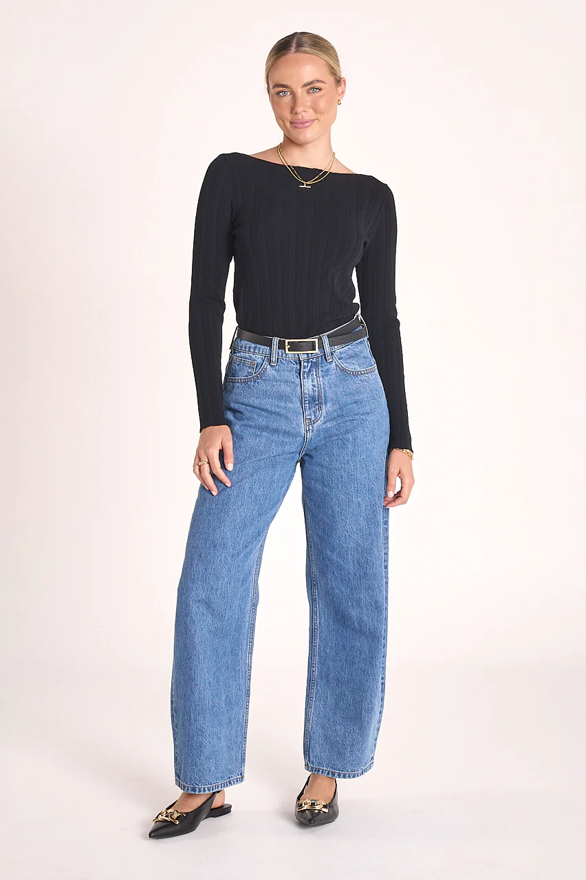 Lilly Long Sleeve Top - Black - Image 3