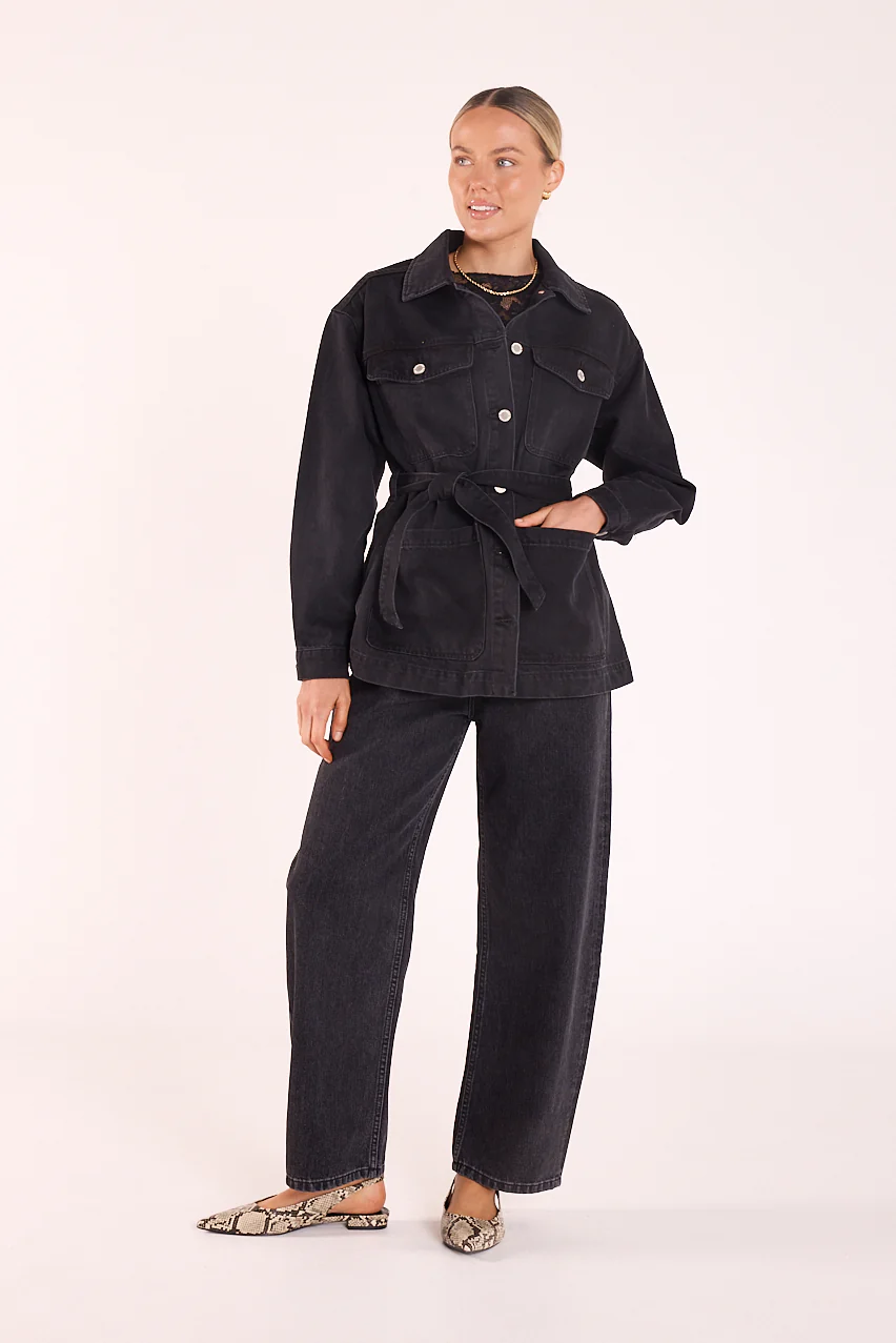 Lola Barrel Jean - Washed Black - Image 6