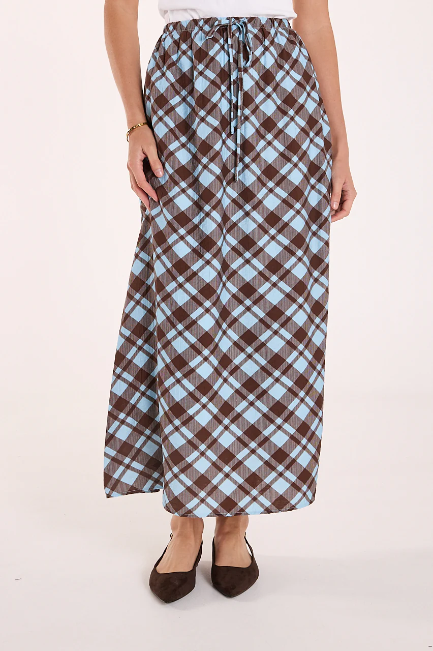 Loretta Skirt - Blue Chocolate Check