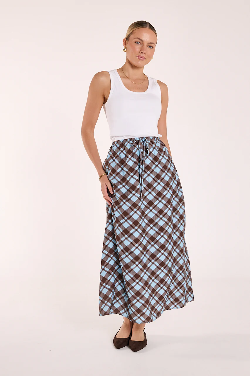 Loretta Skirt - Blue Chocolate Check - Image 3