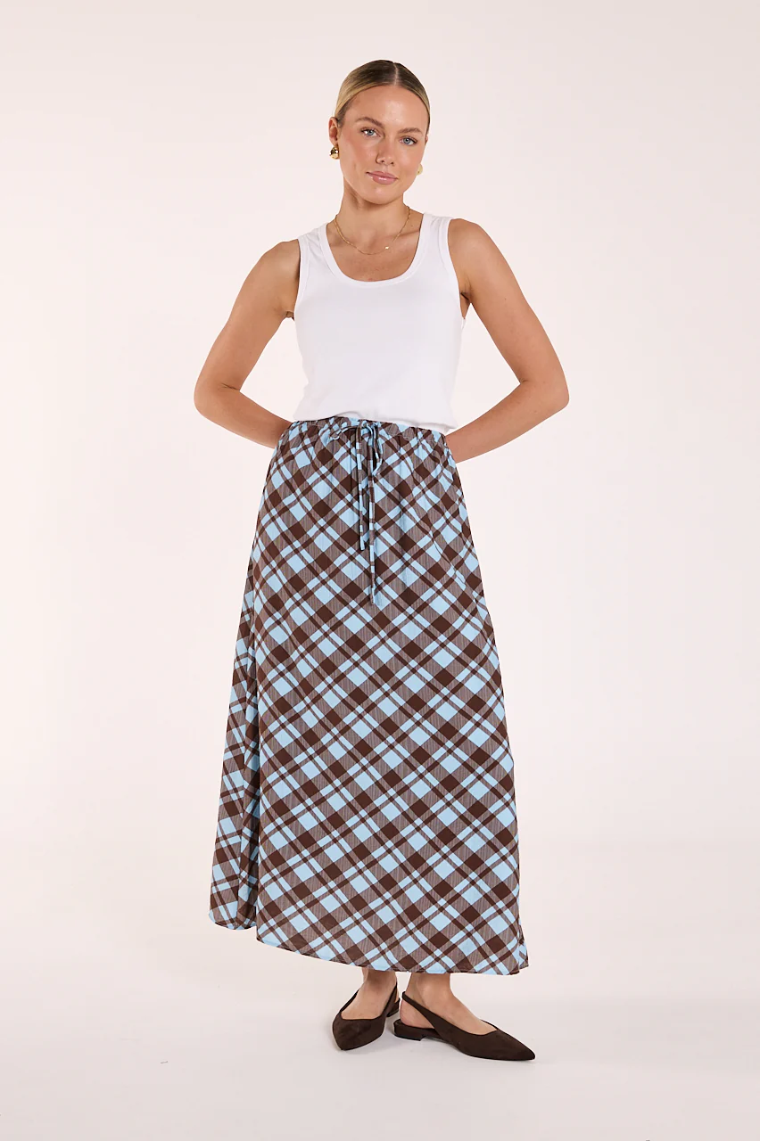 Loretta Skirt - Blue Chocolate Check - Image 4