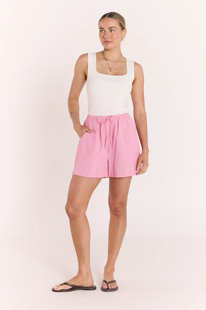 Lottie Short - Pink Gingham