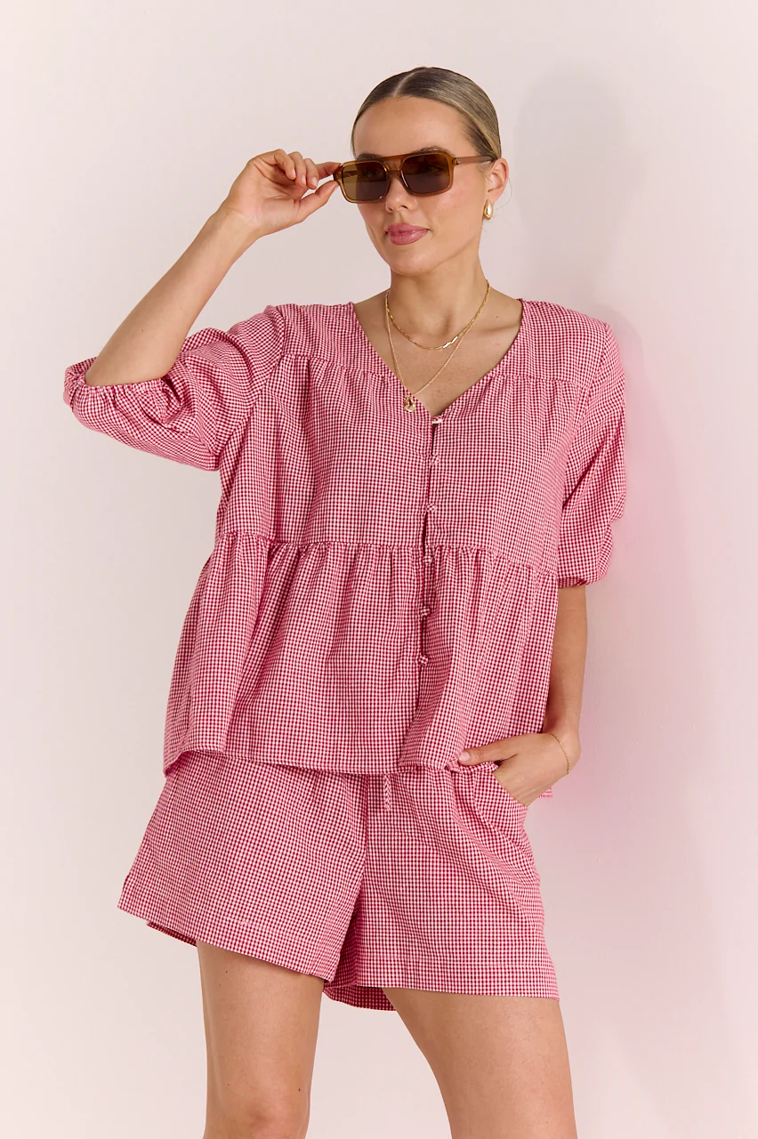 Lottie Short - Red Gingham - Image 3