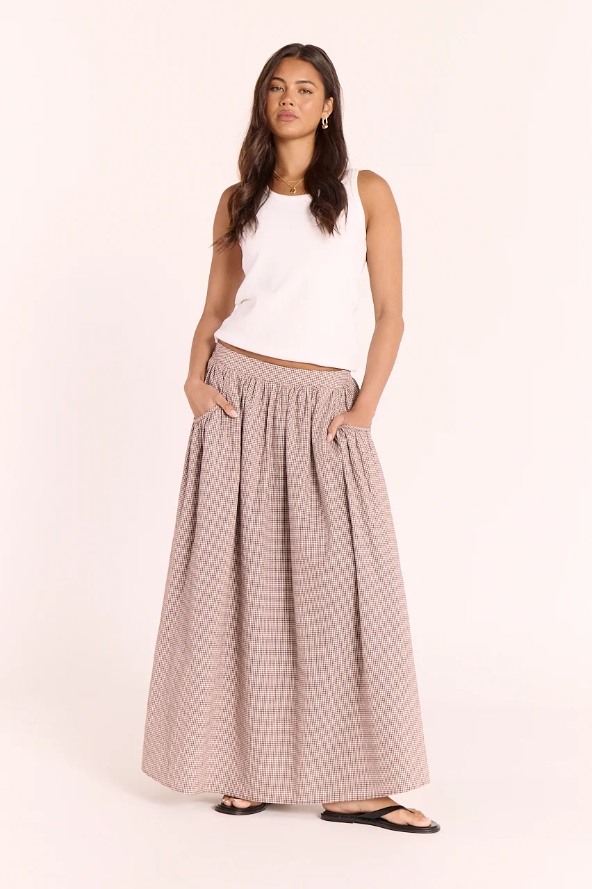 Lottie Skirt - Chocolate Gingham - Image 3