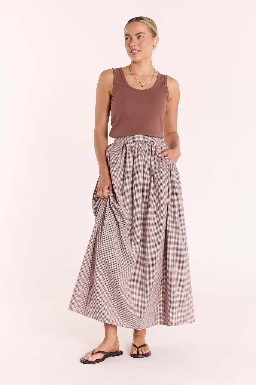 Lottie Skirt - Chocolate Gingham - Image 4