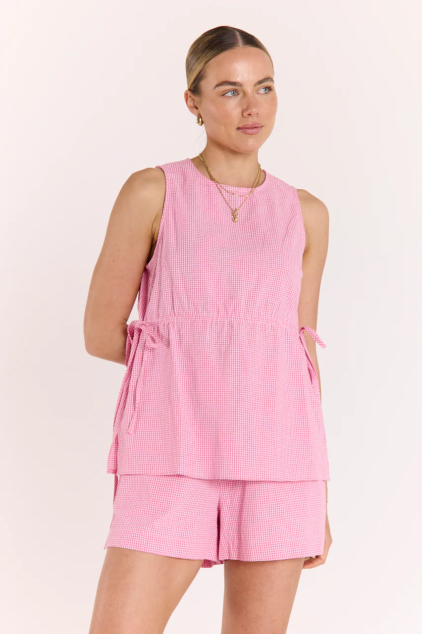 Lottie Top - Pink Gingham