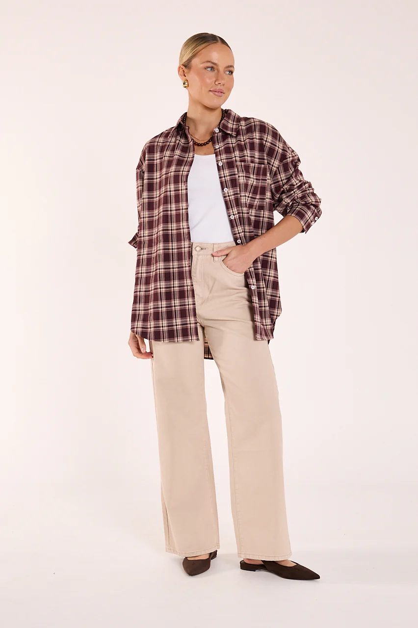 Luca Shirt - Plum Beige Check - Image 4