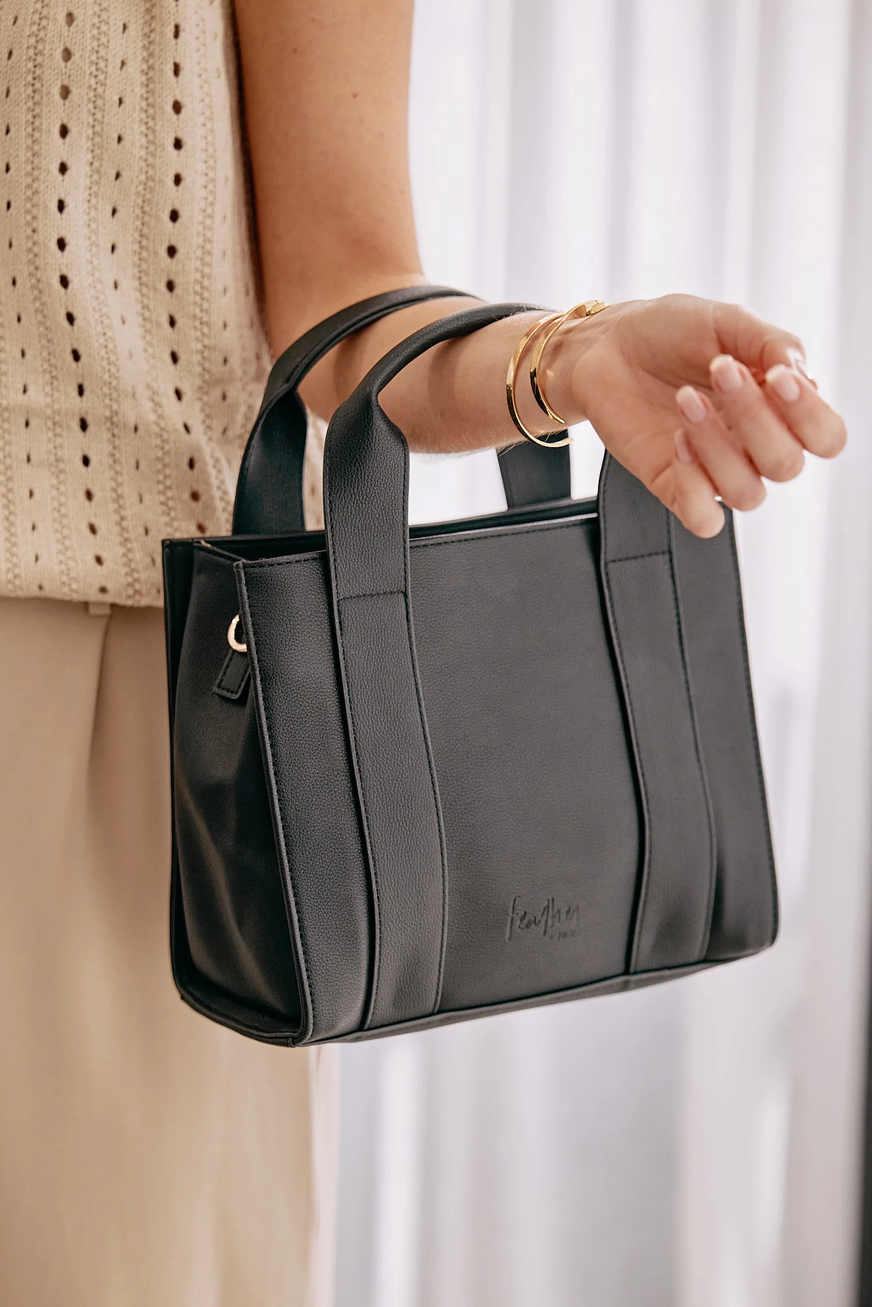 Lyla Mini Tote Bag - Black - Image 6
