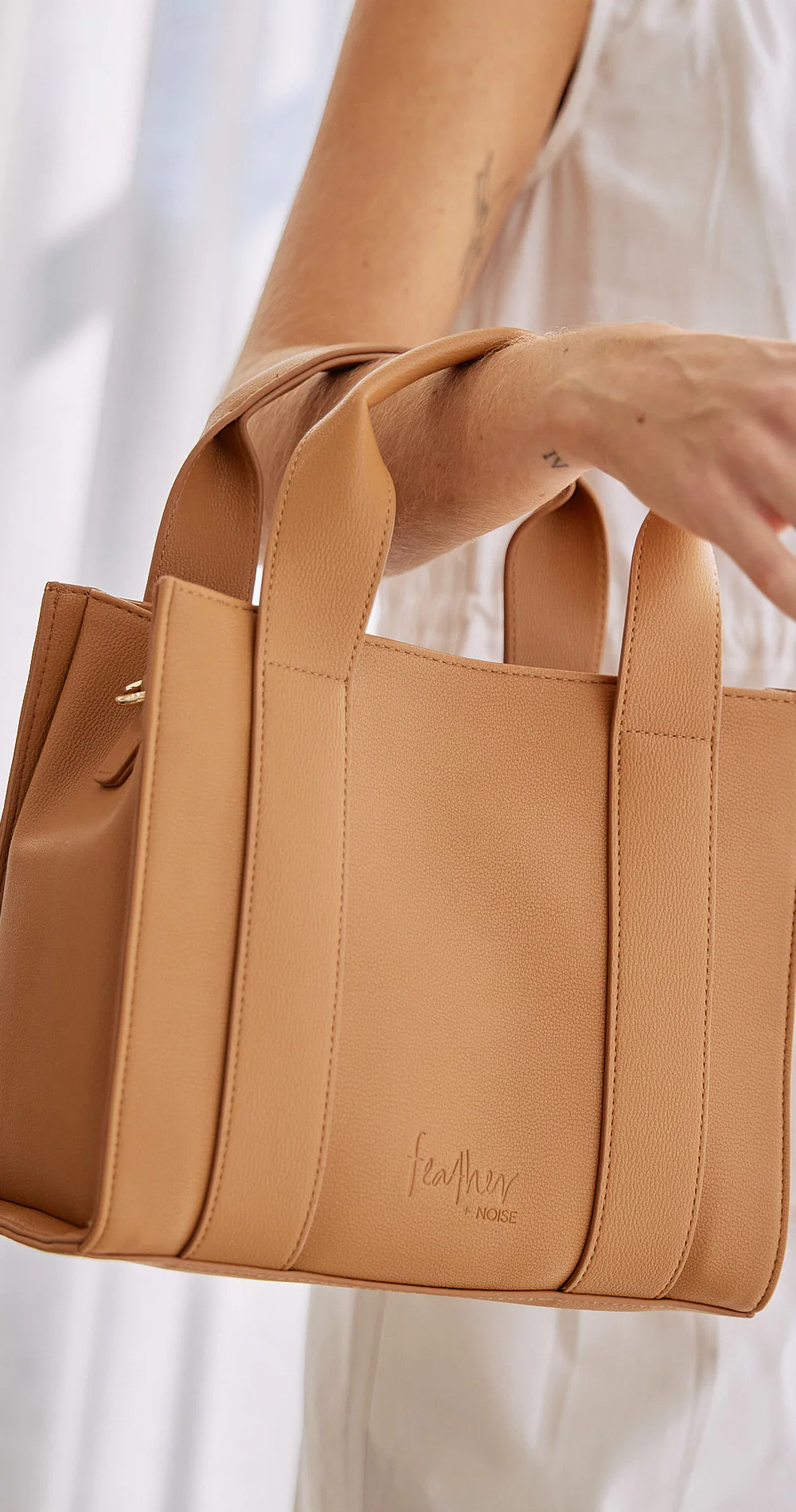 Lyla Mini Tote Bag - Light Tan - Image 5
