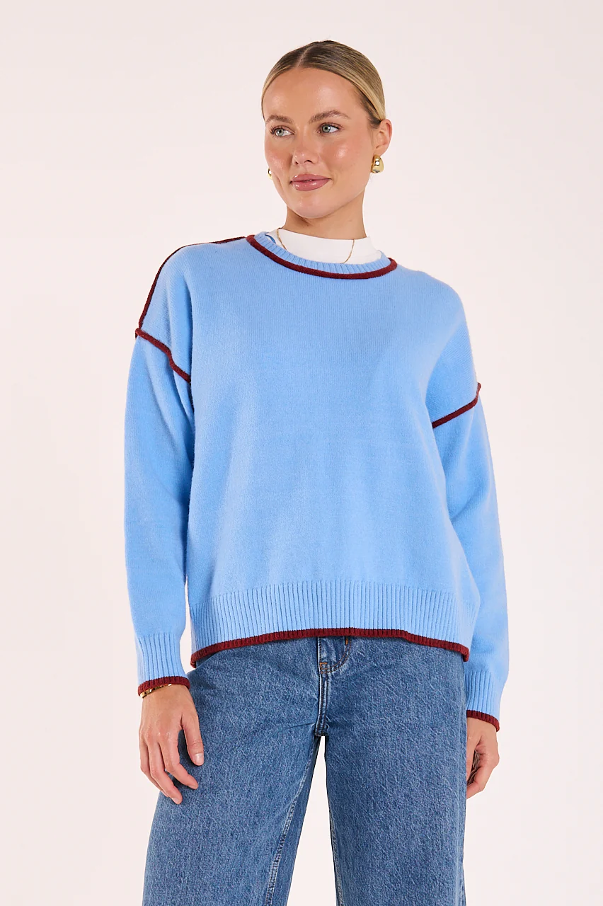 Margot Contrast Knit - Blue Wine