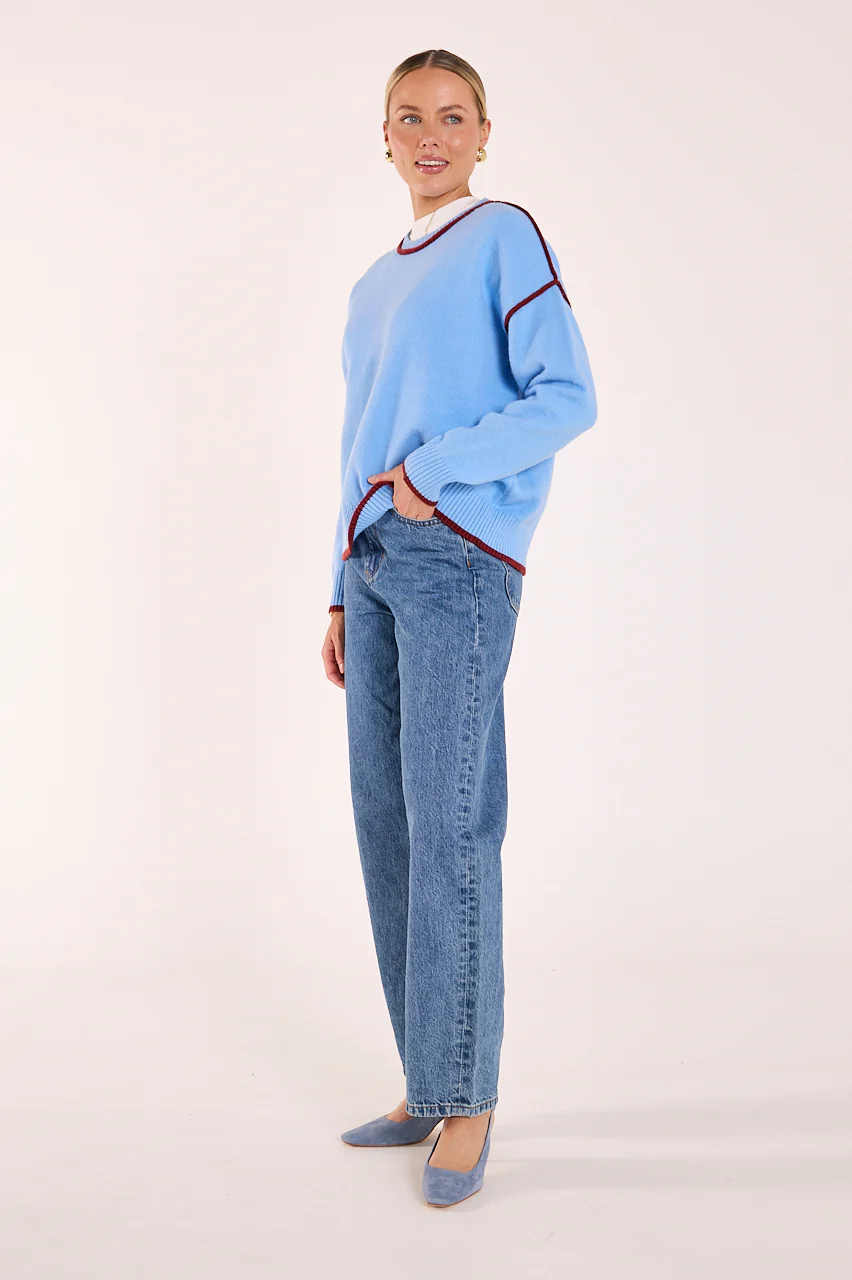 Margot Contrast Knit - Blue Wine - Image 5