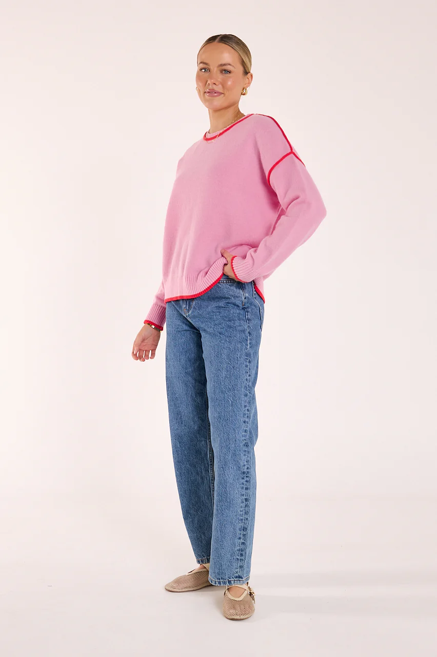 Margot Contrast Knit - Pink Red - Image 3