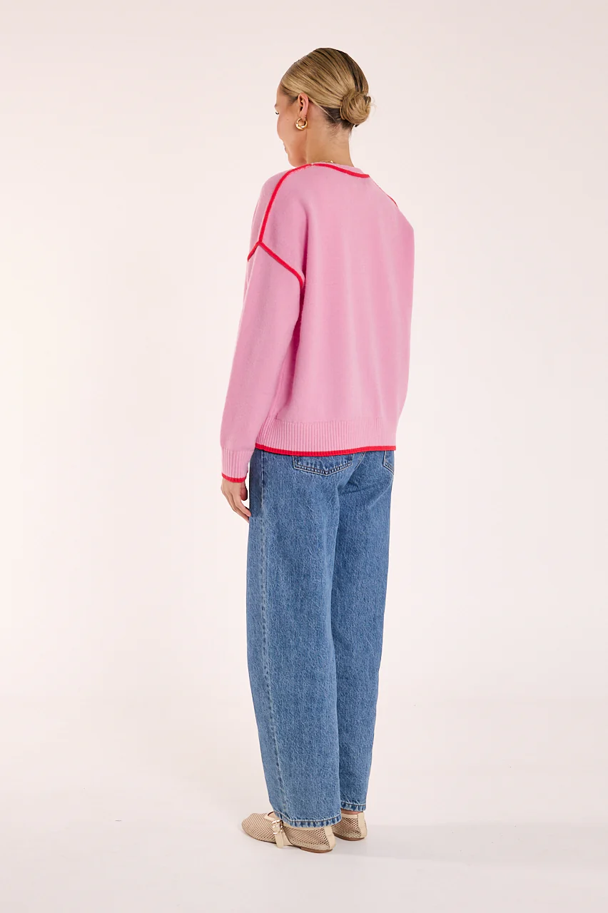 Margot Contrast Knit - Pink Red - Image 4