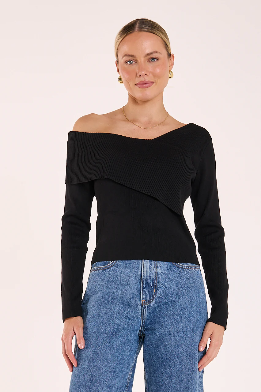 Molly Off Shoulder Top - Black