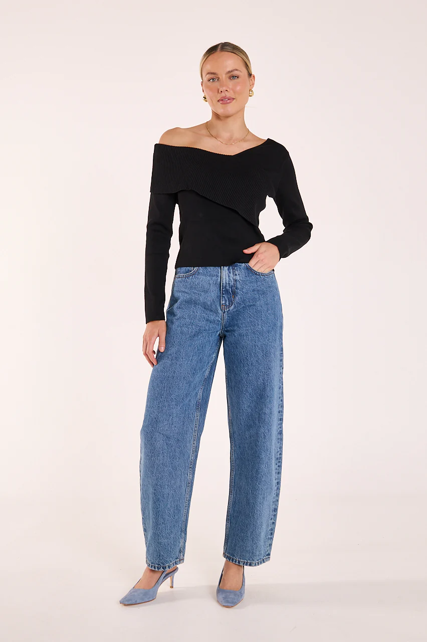 Molly Off Shoulder Top - Black - Image 2