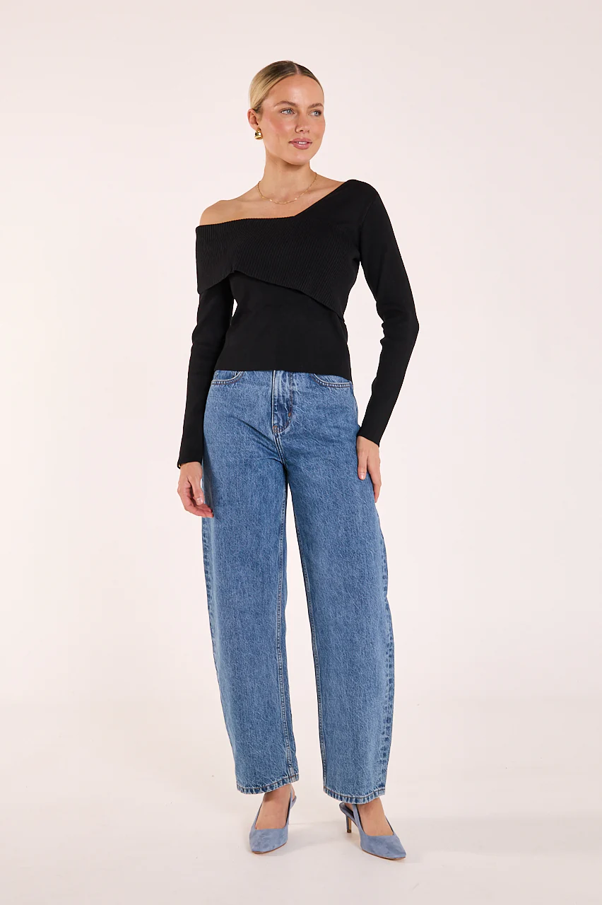 Molly Off Shoulder Top - Black - Image 3