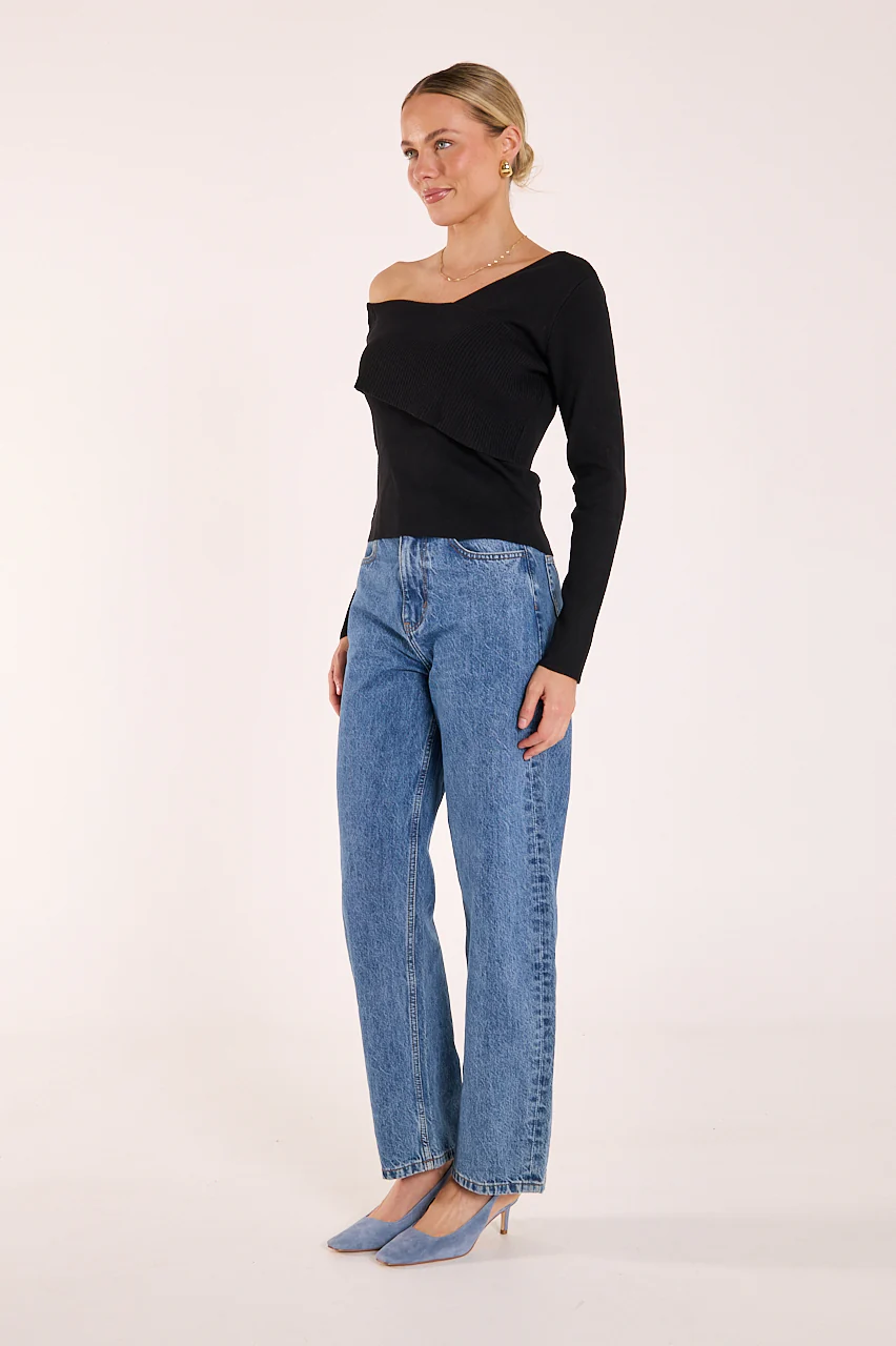 Molly Off Shoulder Top - Black - Image 5