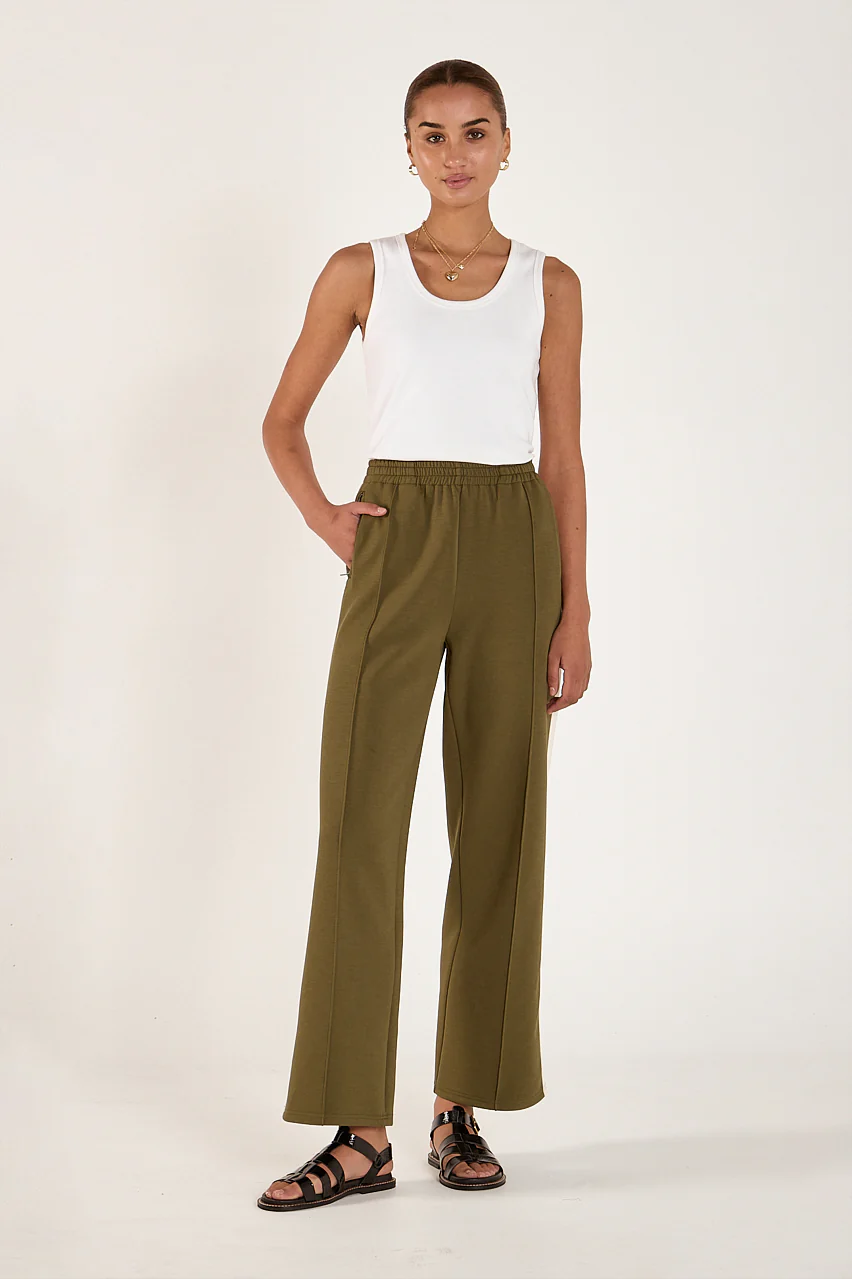 Noah Cropped Pant - Khaki Cream Stripe - Image 2