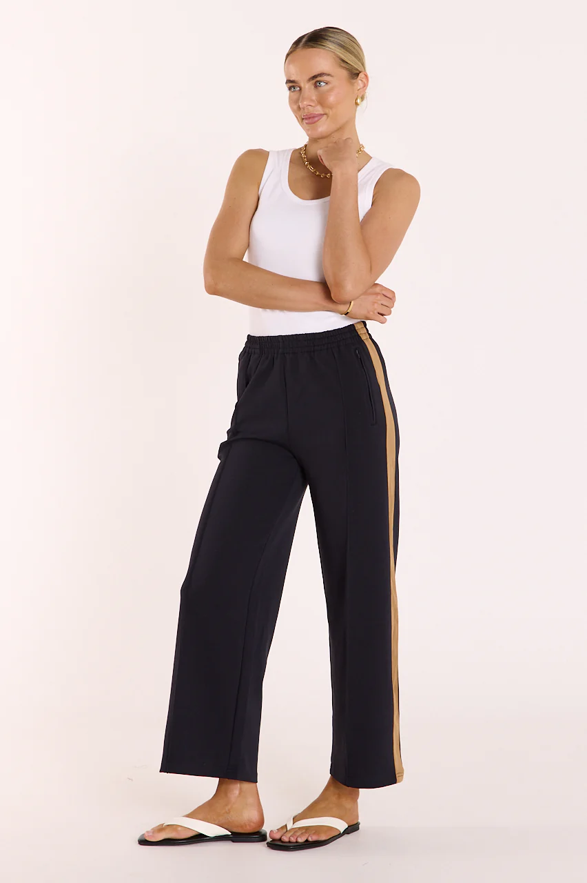 Noah Cropped Pant - Navy Camel Stripe - Image 4